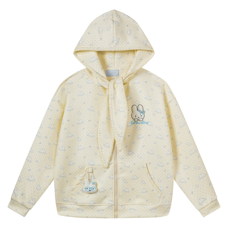 Full printed bunny hooded zipper jacket — image 7