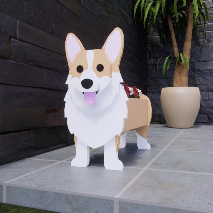 New Supply Garden Art Decoration Dog Flower Pot Planter Cat Stand Flower Pot — image 18