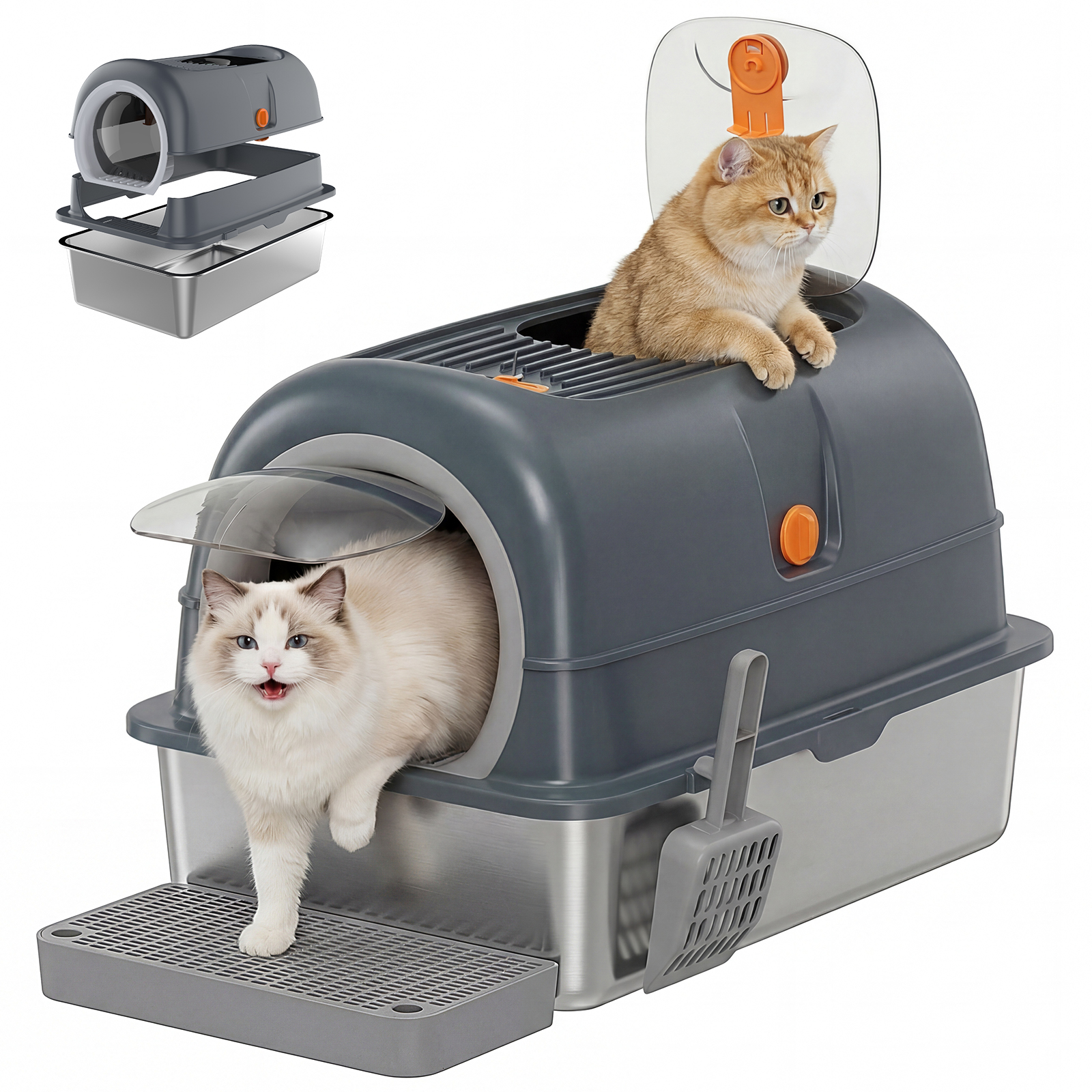 Double-entry Convertible Lid Cat Litter Box — image 7