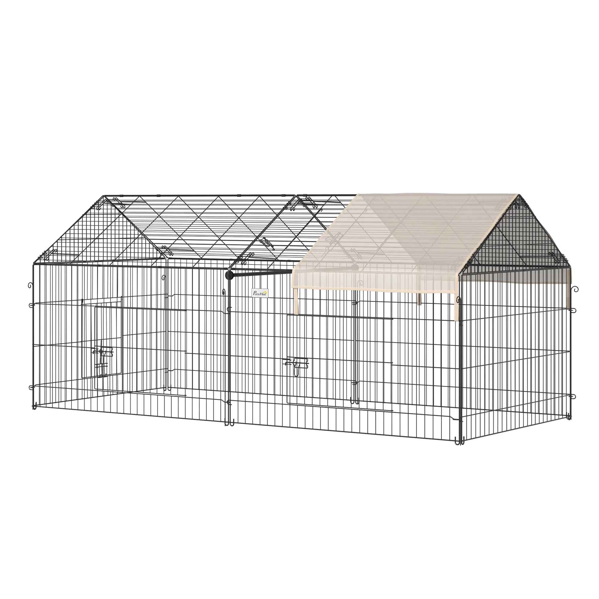 87x41x41-IN Catio Rabbit Guinea Pig Cage Chicken Coop Run, Small Animal Enclousure Outdoor Indoor with Cover and Multiple Doors, Beige — image 1