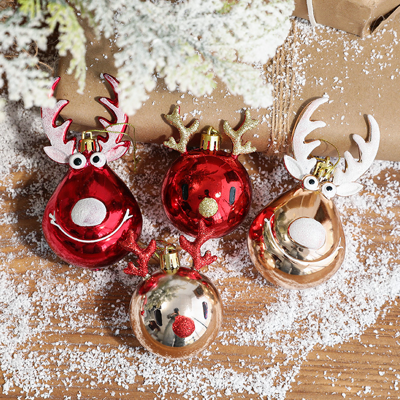 Christmas decorations, reindeer scene decorations, Christmas tree decorations, plastic ceiling ornaments, hanging balls — image 1