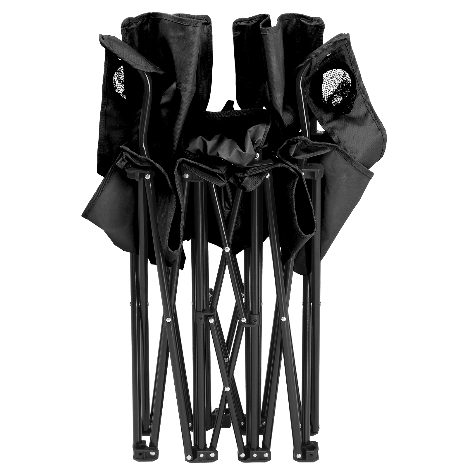 Silla de Pesca Negra con Soporte de Hierro, Malla Oxford y Sombrilla — imagen 15