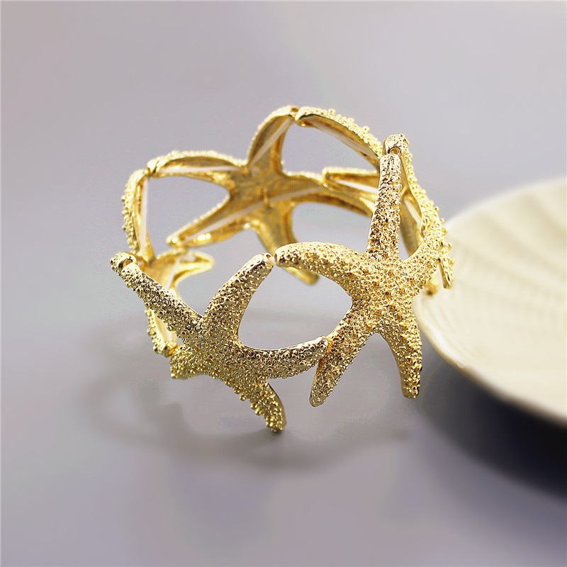 Joyas de moda Accesorio de estrella de mar para mujer elegante, oro simple y fácil — imagen 4
