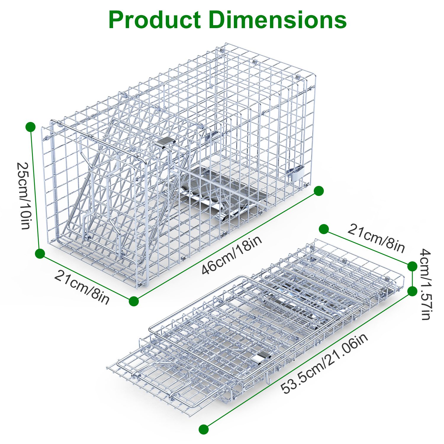 2Pzs Trampa Humanitaria de Puerta Única 18x8x10In para Animales Vivos, para Primavera y Verano, Plegable, Jaula de Hierro Galvanizado para Capturar y Liberar Ardillas, Mapaches, Gatos Ferales, Comadrejas, Armadillos, Zarigüeyas Pequeñas — imagen 13