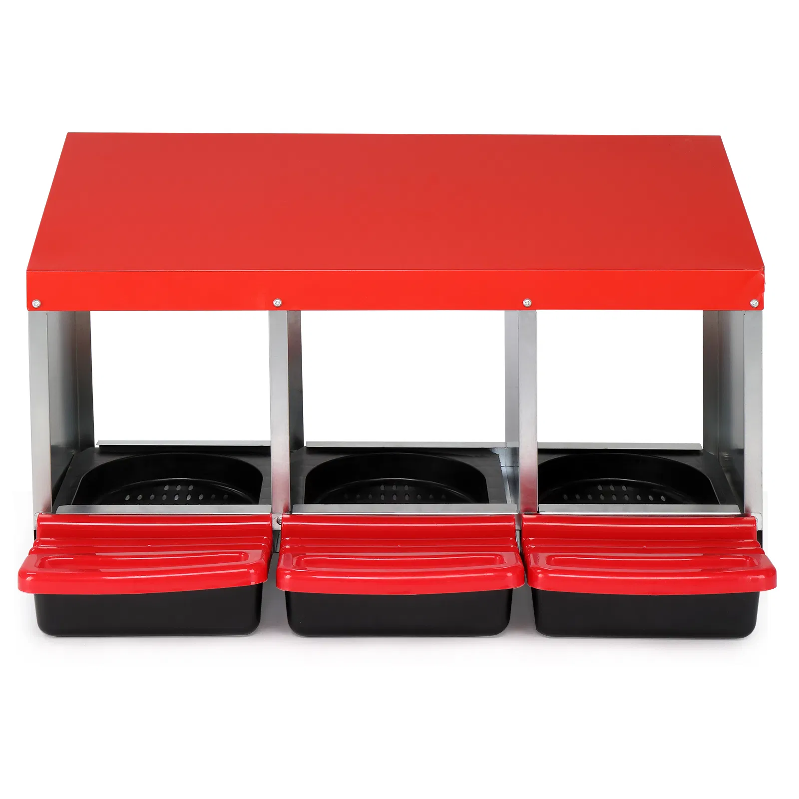 3 Compartment Roll Out Chicken Nesting Box with Plastic Basket, Egg Nest Box Chicken Laying Box Hens Chicken Coop Box, Red — imagen 4