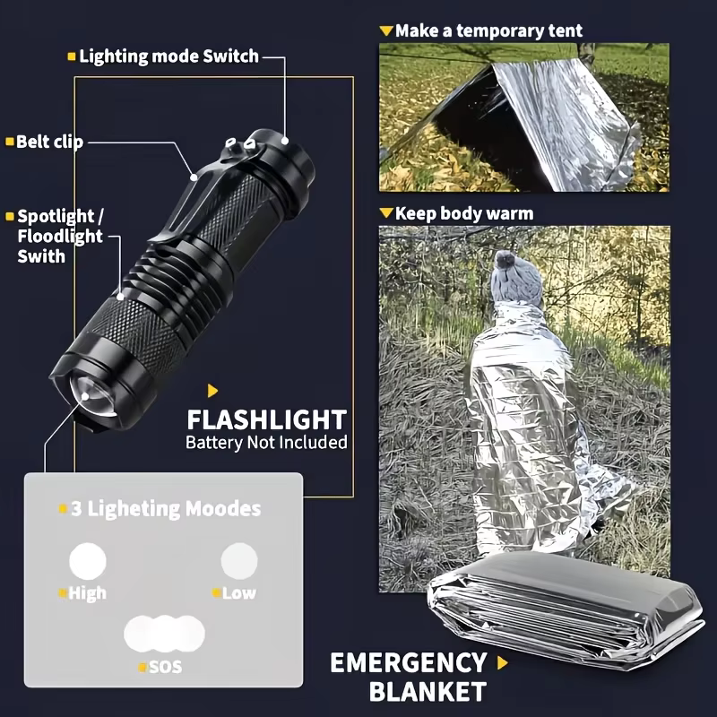 240 Survival Kit for Outdoor Adventure Travel Camping Sports Office Car School Emergency First Aid Equipment Tool Gift for Men And Women — image 3
