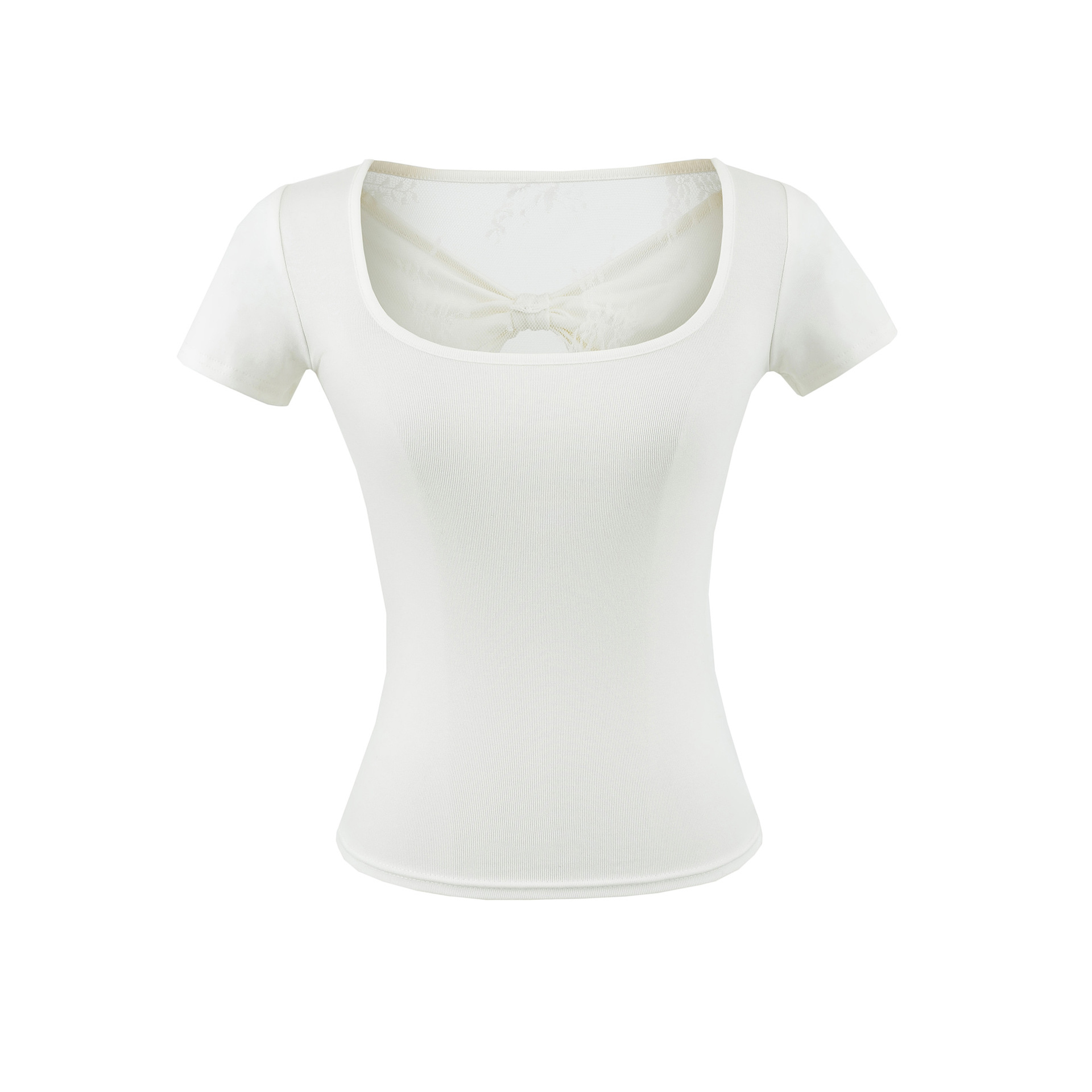 Ballet-style Girl Back Butterfly Knot Crop Top, Sexy Hollow-out Design Short Sleeve T-Shirt — image 5