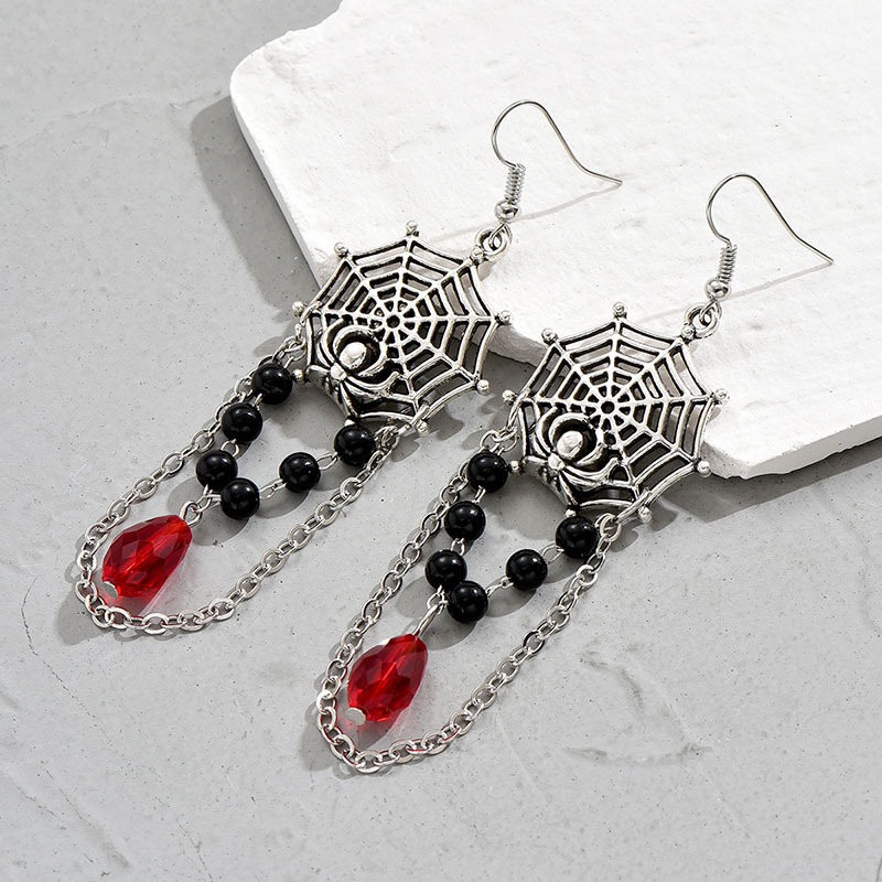 Pendientes de telaraña de araña con cadena hueca geométrica, estilo retro gótico, para mujeres, múltiples capas — imagen 2