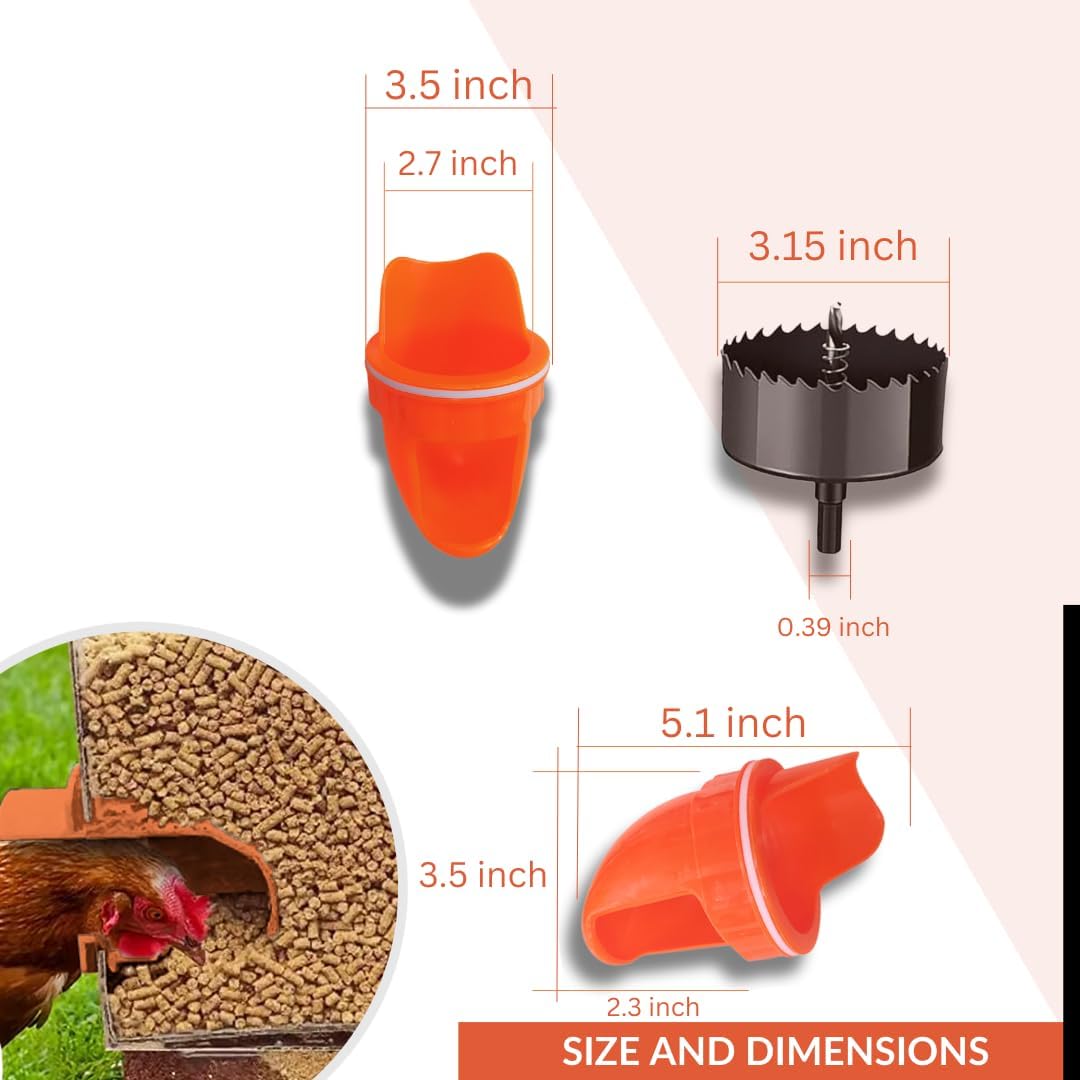 Kit Completo de Alimentadores para Pollos Resistentes a la Lluvia con Sistema de Gravedad - 6 Piezas con Taladro de Hilo para Instalación Fácil — imagen 4