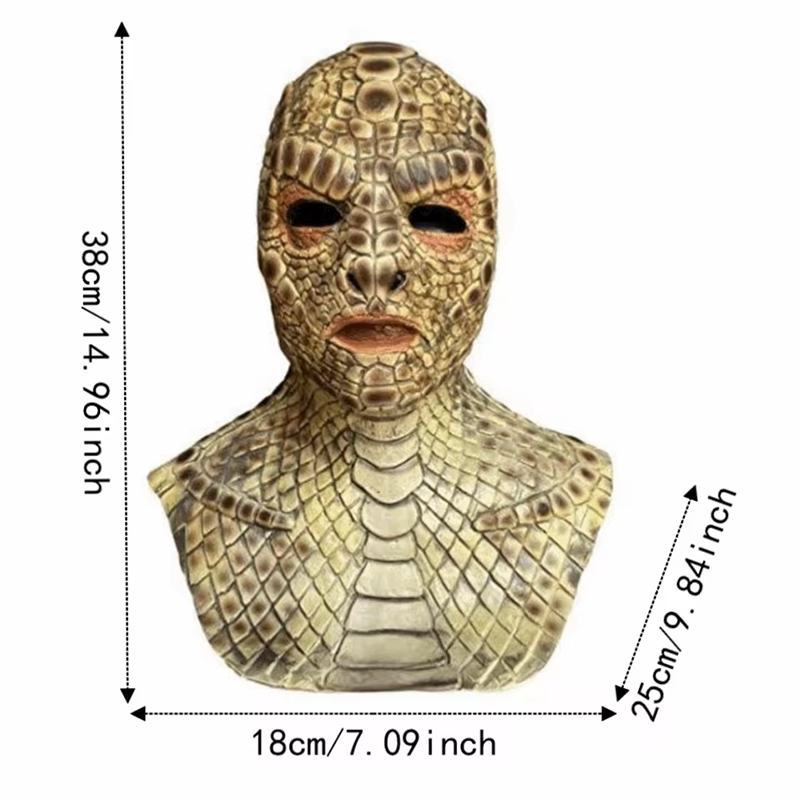 Lizard Man Basilisk Mask – Realistic Scaled Full Face Latex Reptile Headpiece, Unisex Adult Horror Costume — image 12