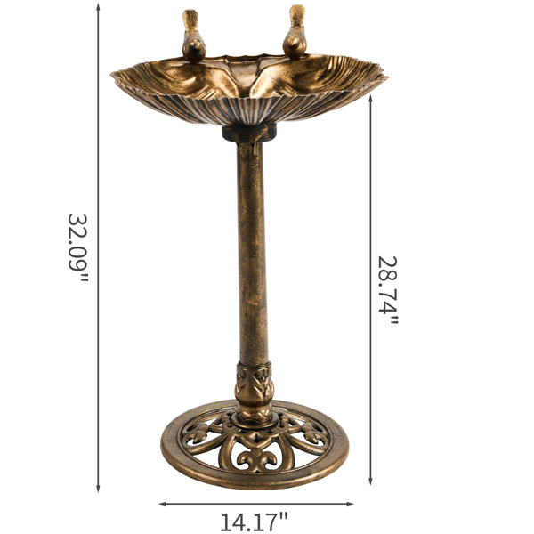 Antique Bronze Resin Bird Bath With Shell Edge & 1.4W Solar Fountain — image 6