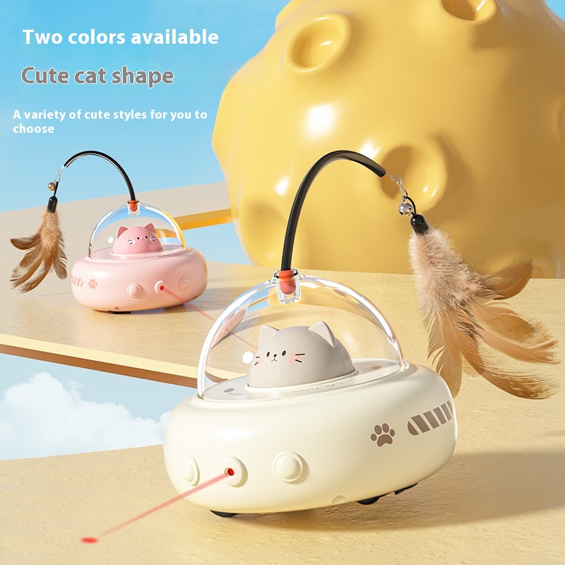 Juguete Inteligente de Teaser para Gatos Electrico UFO Teaser Stick con Timbre para Entrenamiento Juguetes Interactivos para Gatos Suministros para Mascotas Productos para Mascotas — imagen 2