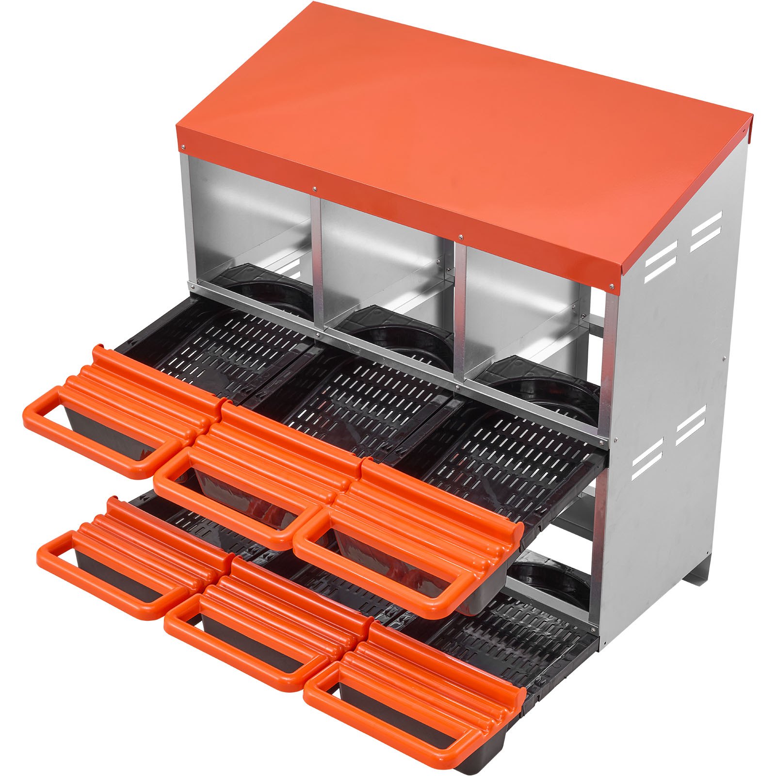 Nidales para Gallinas de 2 Niveles, 6 Compartimentos, Cajas Metálicas de Puesta con Tapas Protectoras de Recolección, Nidal con Sistema de Salida de Huevos, Fácil de Armar, Ideal para Gallinas, Patos y Otras Aves de Corral — imagen 1