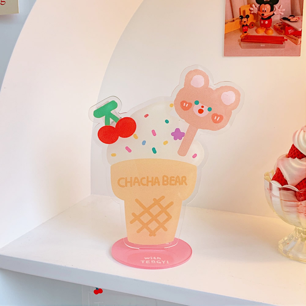 Creative Desktop Flower Decoration Cute Cartoon Acrylic Folder Sweet Soft Cute Bear Rabbit Multi-Function Note Holder — image 10