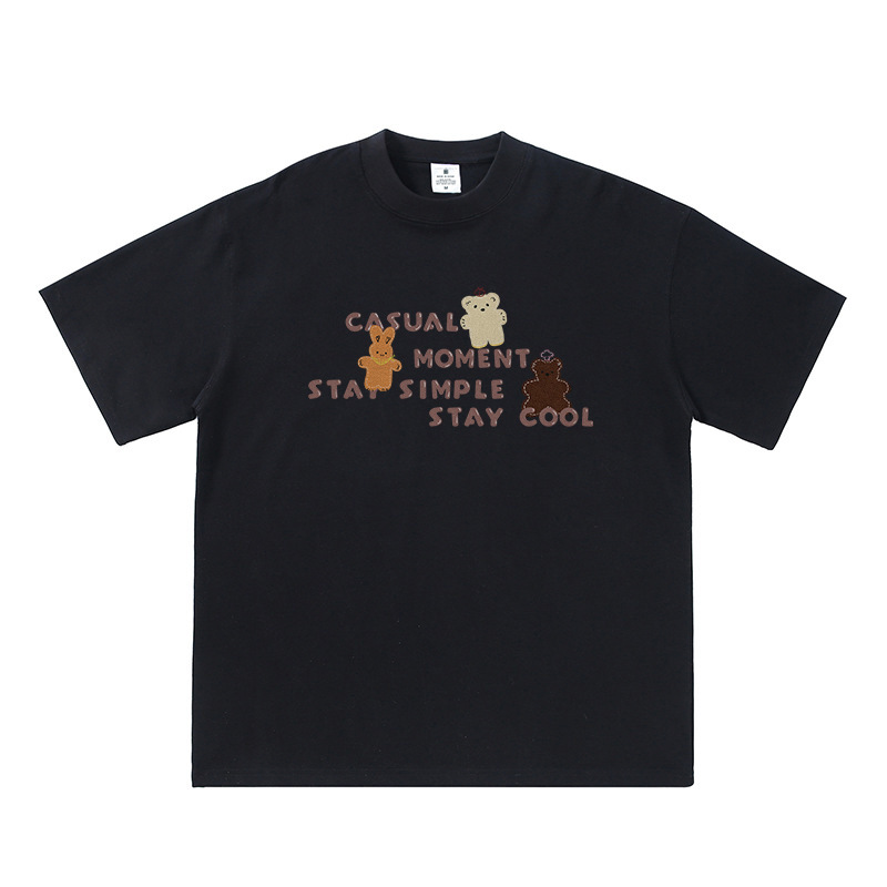 Cartoon teddy bear letter short sleeved T-shirt — image 6