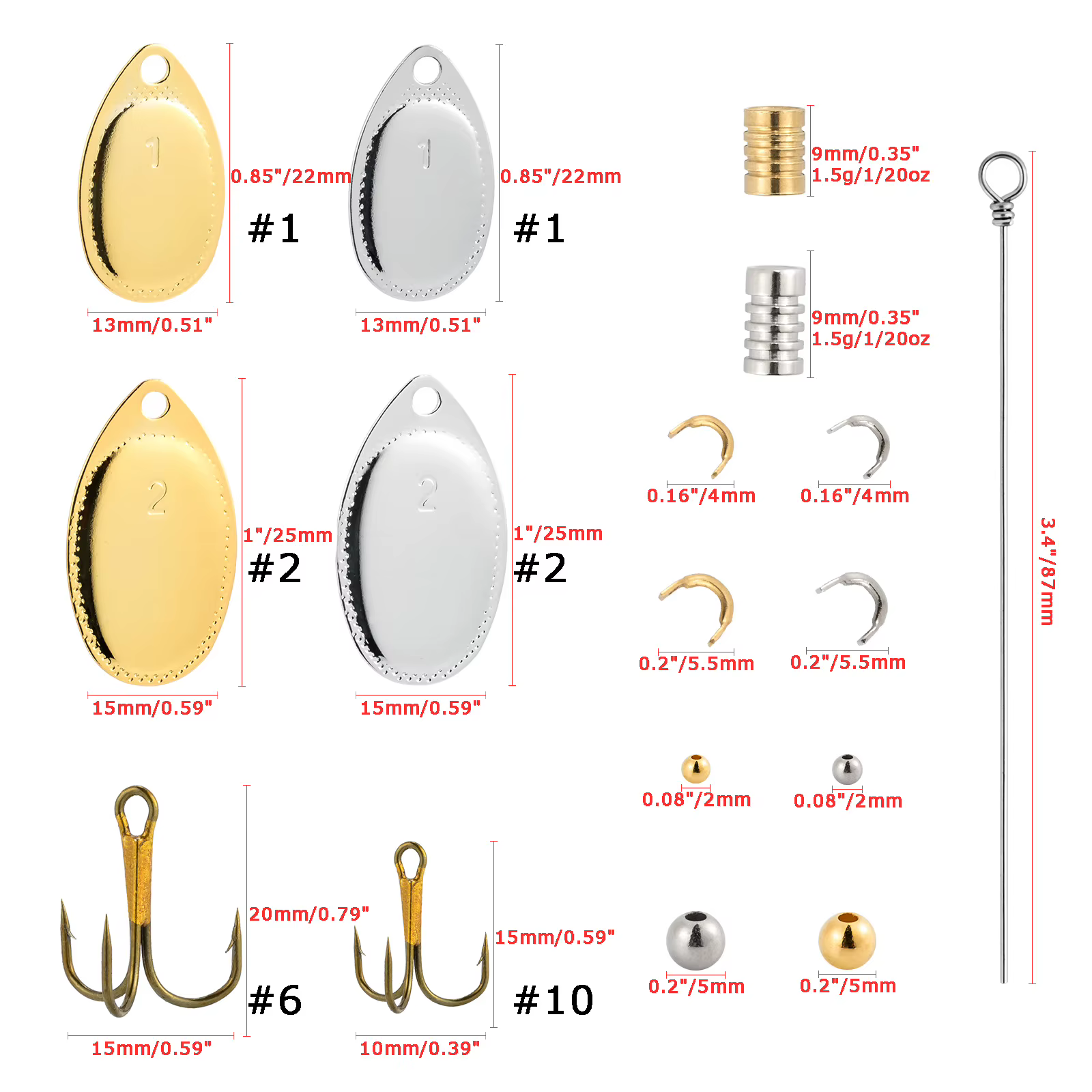 140pcs Fishing Lures Making Kit Metal Spinnerbait Blades DIY Spinners Spoon Wobblers Copper Blade Walleye Rig Bass Trout — imagen 4
