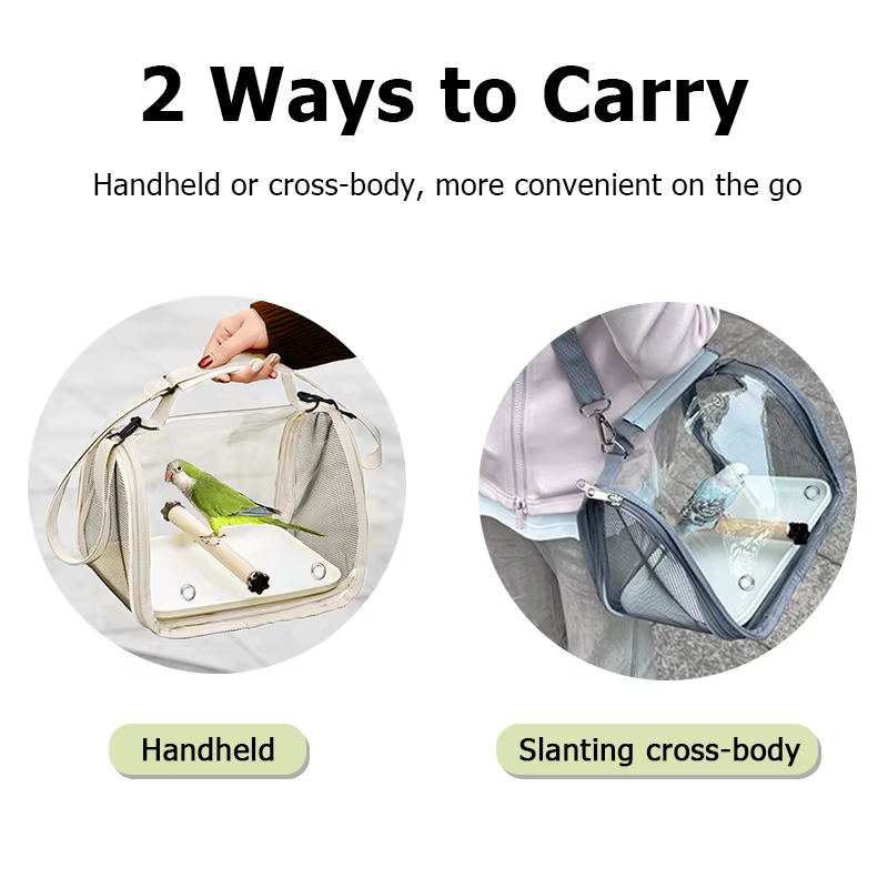 Mochila Portátil para Aves con Soporte y Cuerdas Removibles Diseño Respiratorio Ideada para Pequeños Animales y Pájaros Canarios, Loros, Hamsters — imagen 6