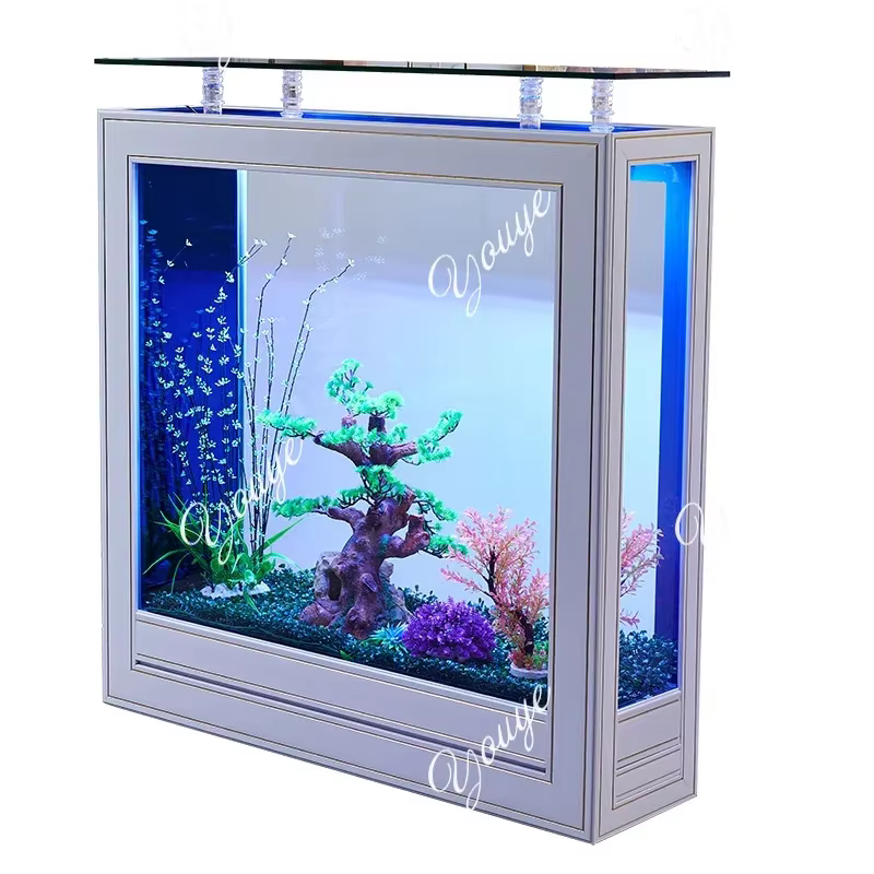 B-Y Acuario de Lujo Ligero para Sala de Estar, Vidrio Ultra Transparente de Piso a Techo, Tamaño Mediano y Grande, Divisor Ecológico — imagen 4