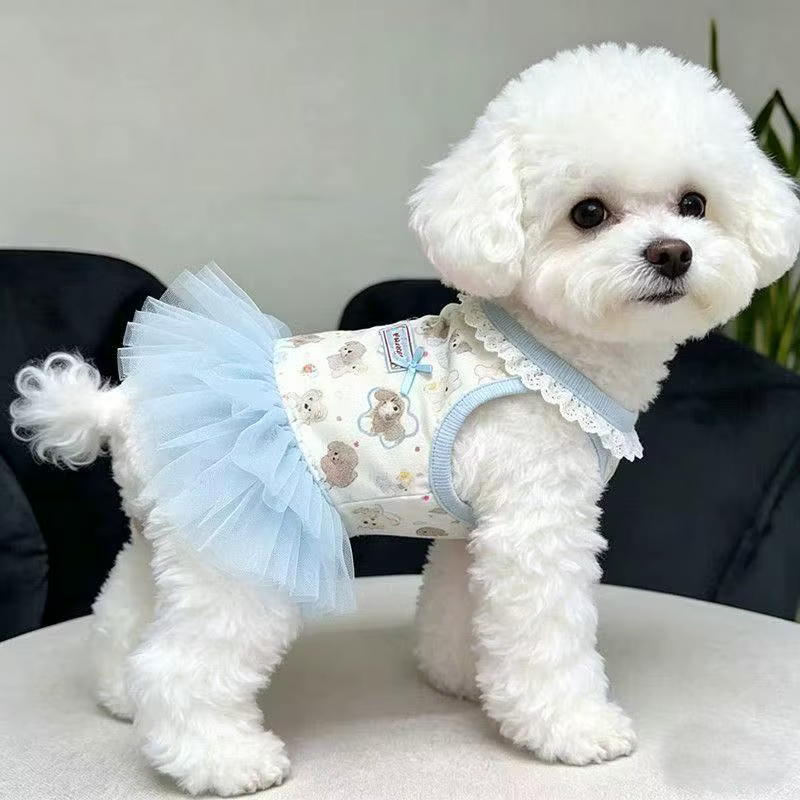 Ropa de Verano para Mascotas - Vestido con Bow Rosa para Gatos y Perros Pequeños con Estampados Animales — imagen 2