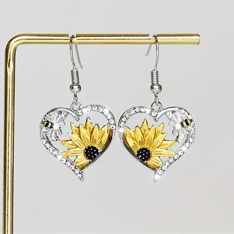 Auriculares de Orejas con Flor de Girasol y Corazón — imagen 1
