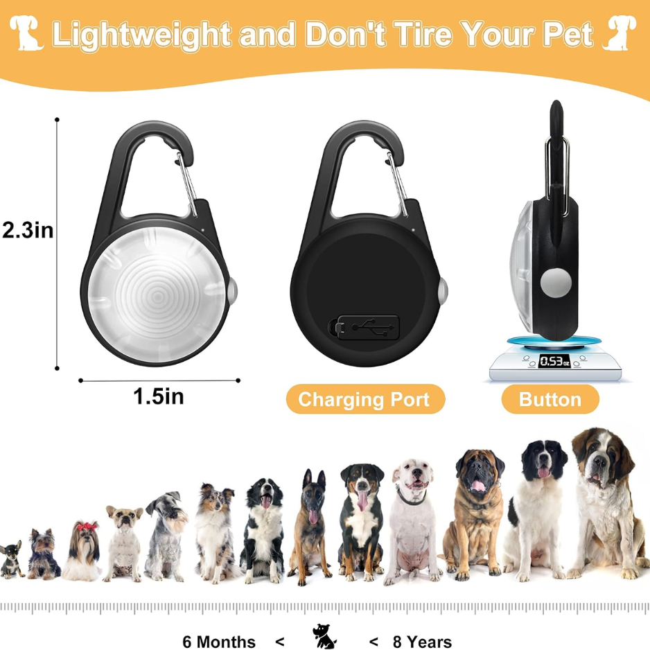 Dog Collar Light, 4 Modes Dog Lights For Night Walking, Rechargeable LED Pet Collar Light For Nighttime Clip On, IP68 Waterproof Pet Walking Accessories-2 Pack — image 2