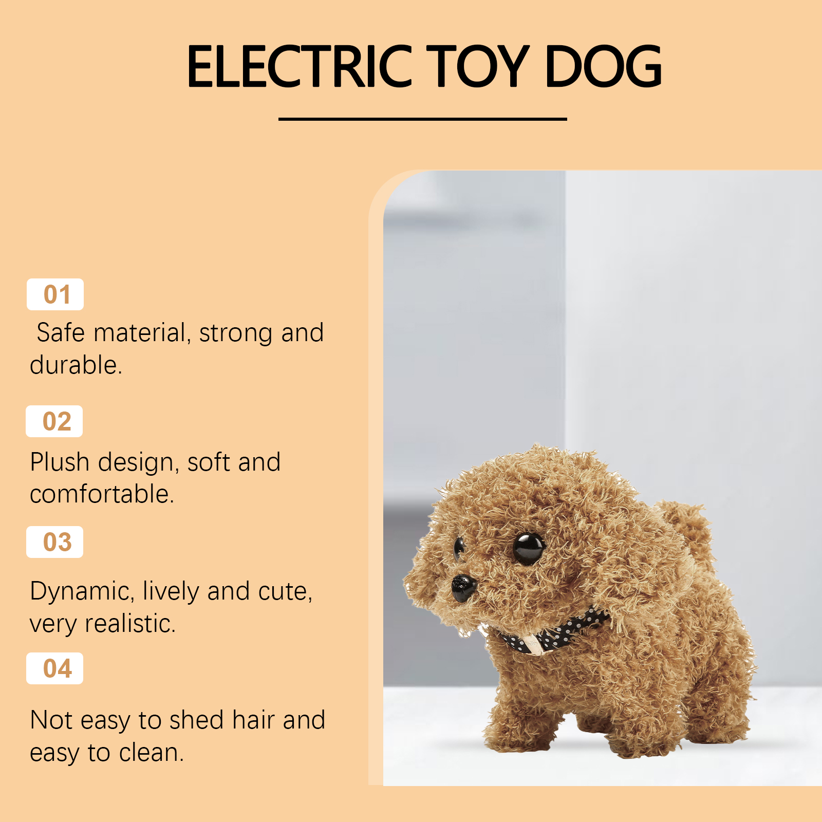 Cute Plush Juguetón Perro Eléctrico, Juguetón Interactivo de Perro Realista para Niños — imagen 8