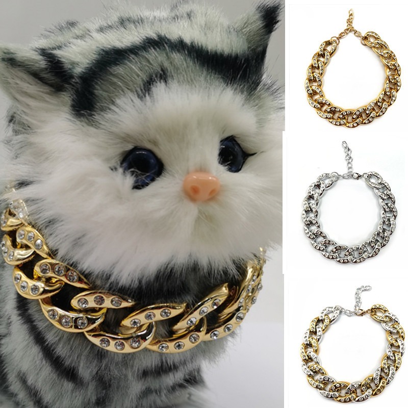 New Rhinestone Pet Collar Cats Dogs Necklace Jewelry Pets With Diamonds Gold And Silver Necklace — image 1
