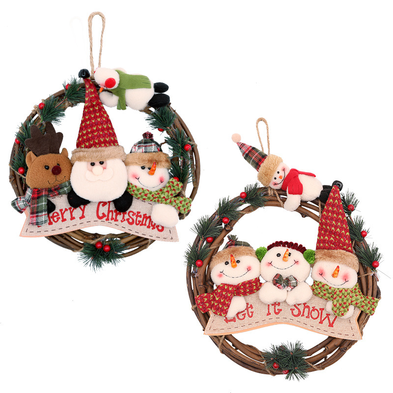 Christmas Vine Wreath Decoration Snowman Elderly Elk Vine Circle Pendant Scene Decoration Supplies — image 5