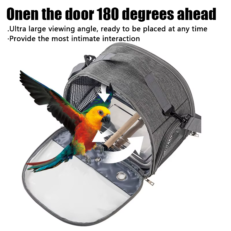 Bird Travel Carrier Portable Transport Bird Cage With Tray Small Pet Multi-functional Parrot Bird Bag Outdoor Cat Carrier — image 3