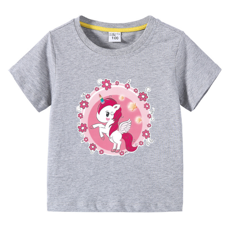 Unicorn children's summer outfit short sleeved T-shirt — image 8