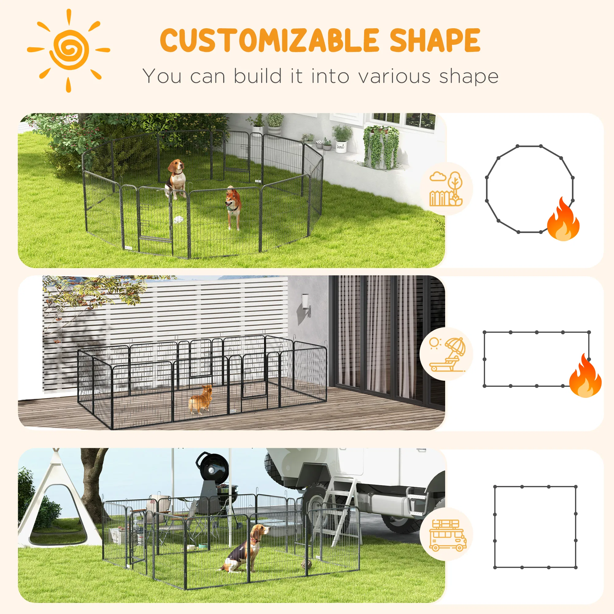 Dog Pen with Gate, 12 Panels Puppy Playpen, Dog Fence, 31.5"H — image 5