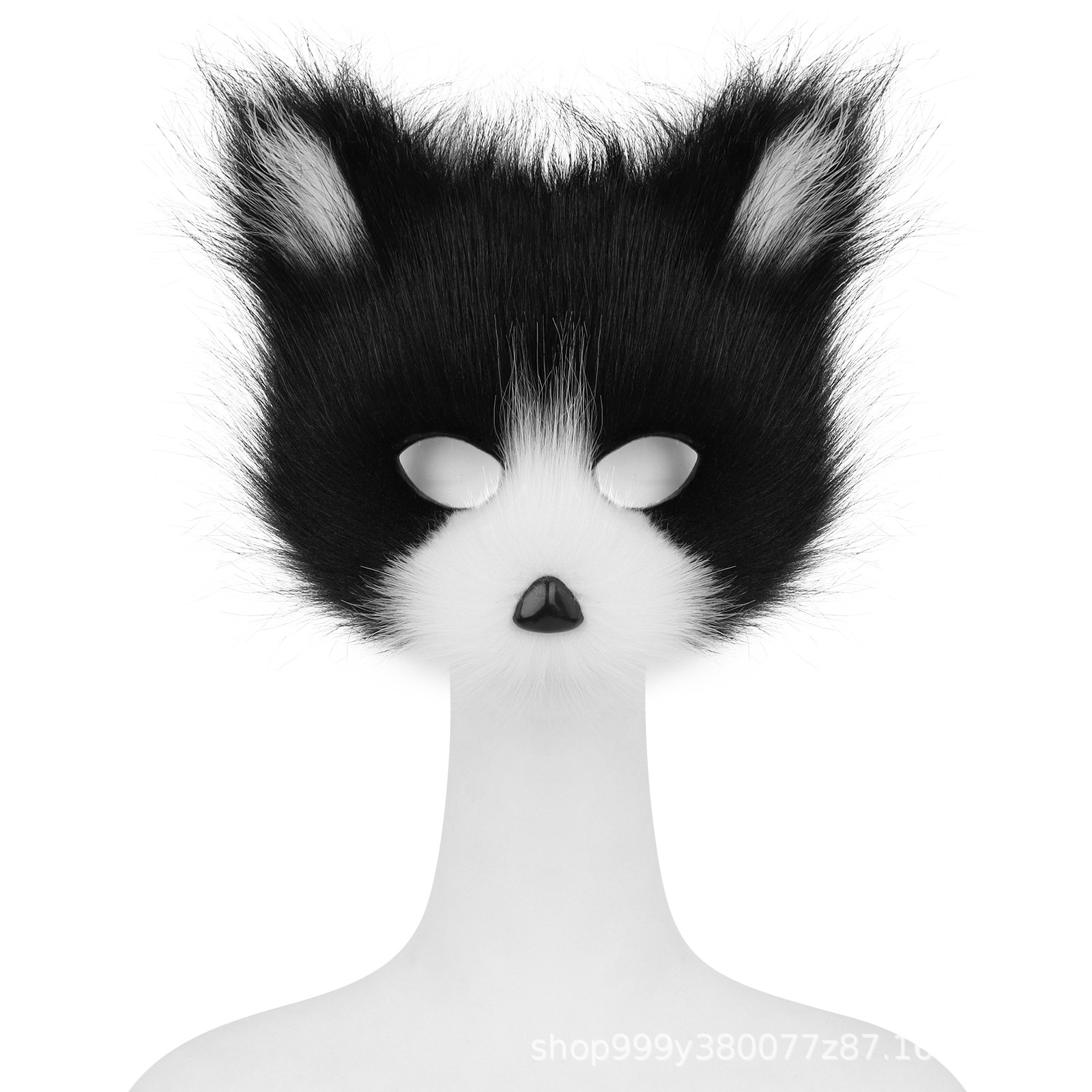 Halloween Party Furry Half-Face Cat Fox Mask Cosplay Cat Face Mask Accessory — image 3