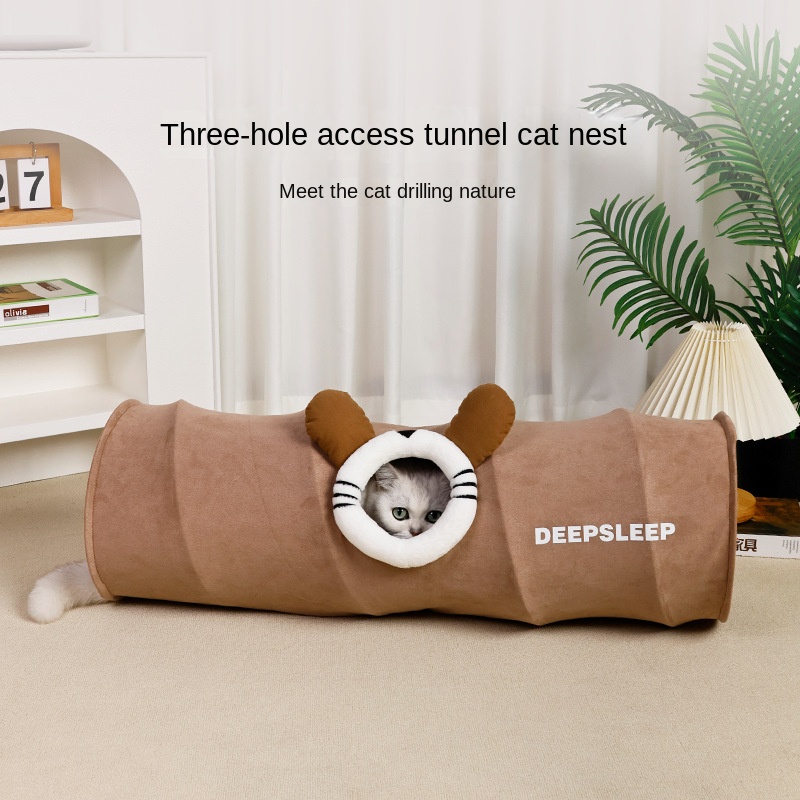 Cat Rolling Cage Toy Hide-and-Seek Straight Tunnel Cat Bed Universal Pet Cat Tunnel — image 1