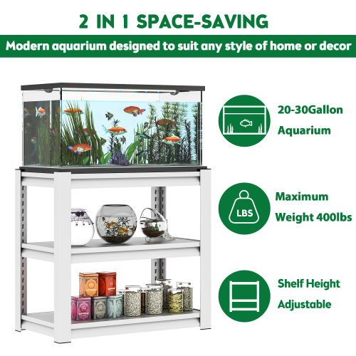 20-30 Gallon Fish Tank Stand - Metal Aquarium Stand, 34 W X 18 D X 31H Adjustable Heavy Duty Reptile Tank Stand, Adjustable 3-Tier Fish Tank Rack Shelf For Home Office, Tank Not Included — imagen 5