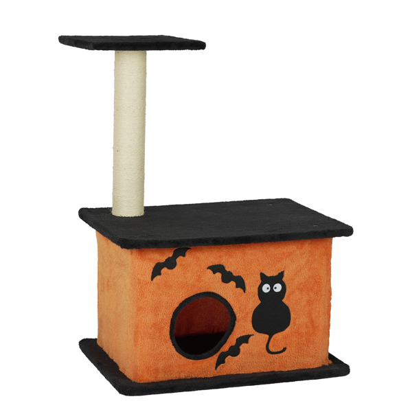 Árbol de Gatos para Halloween, Torre de Gatos con Condo Espacioso y Poste de Rastrillado en Sisal, Negro y Naranja — imagen 10