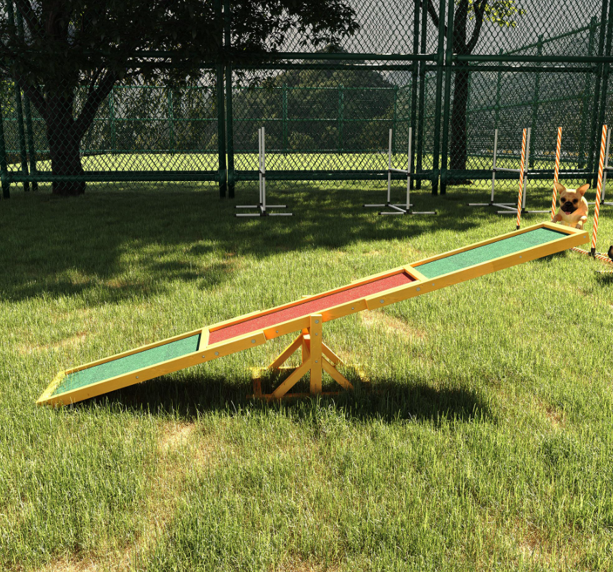 Plataforma de equilibrio en madera para perros, equipo de entrenamiento y ejercicio, resistente al tiempo, 71L, natural — imagen 1