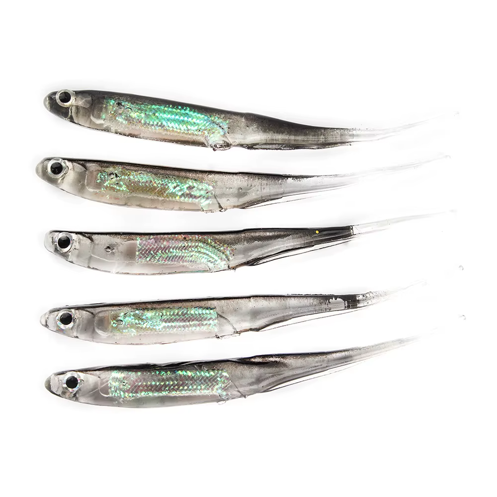 5Pcs/lote Carnada Suave de Pesca 7CM 7.5CM 1.7G 2.3G 2.7G Cola en T, Señuelos de Pesca Color Arcoíris con Lentejuelas, Cebo Giratorio Tipo Spinner — imagen 4