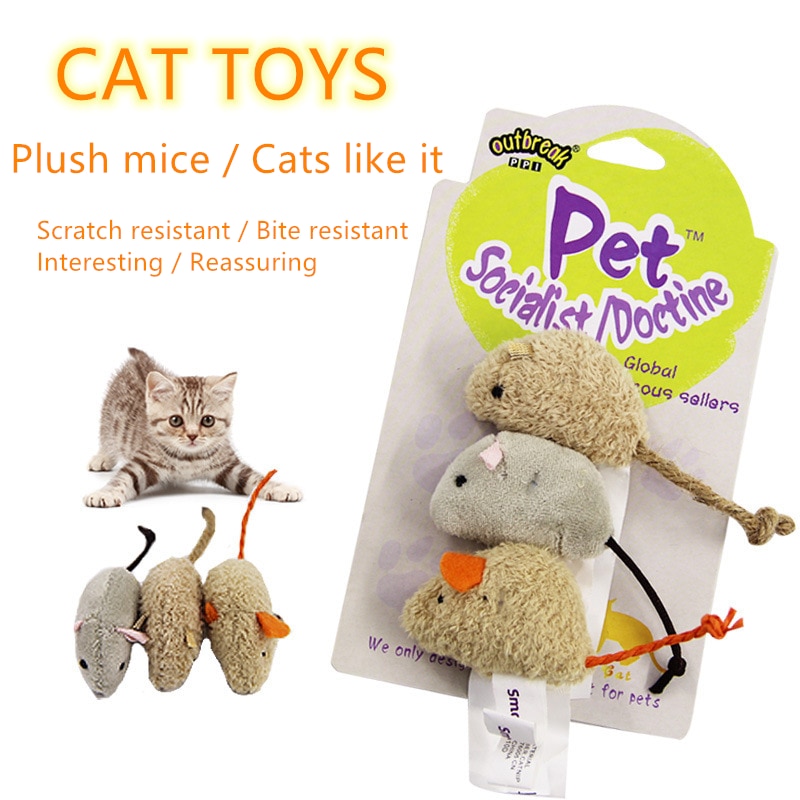 Set de 3 Divertidos Ratones de Peluche, Juguete Interactivo para Gatos, Popular Juguete de Peluche para Entrenamiento y Estimulación de la Inteligencia Felina — imagen 2