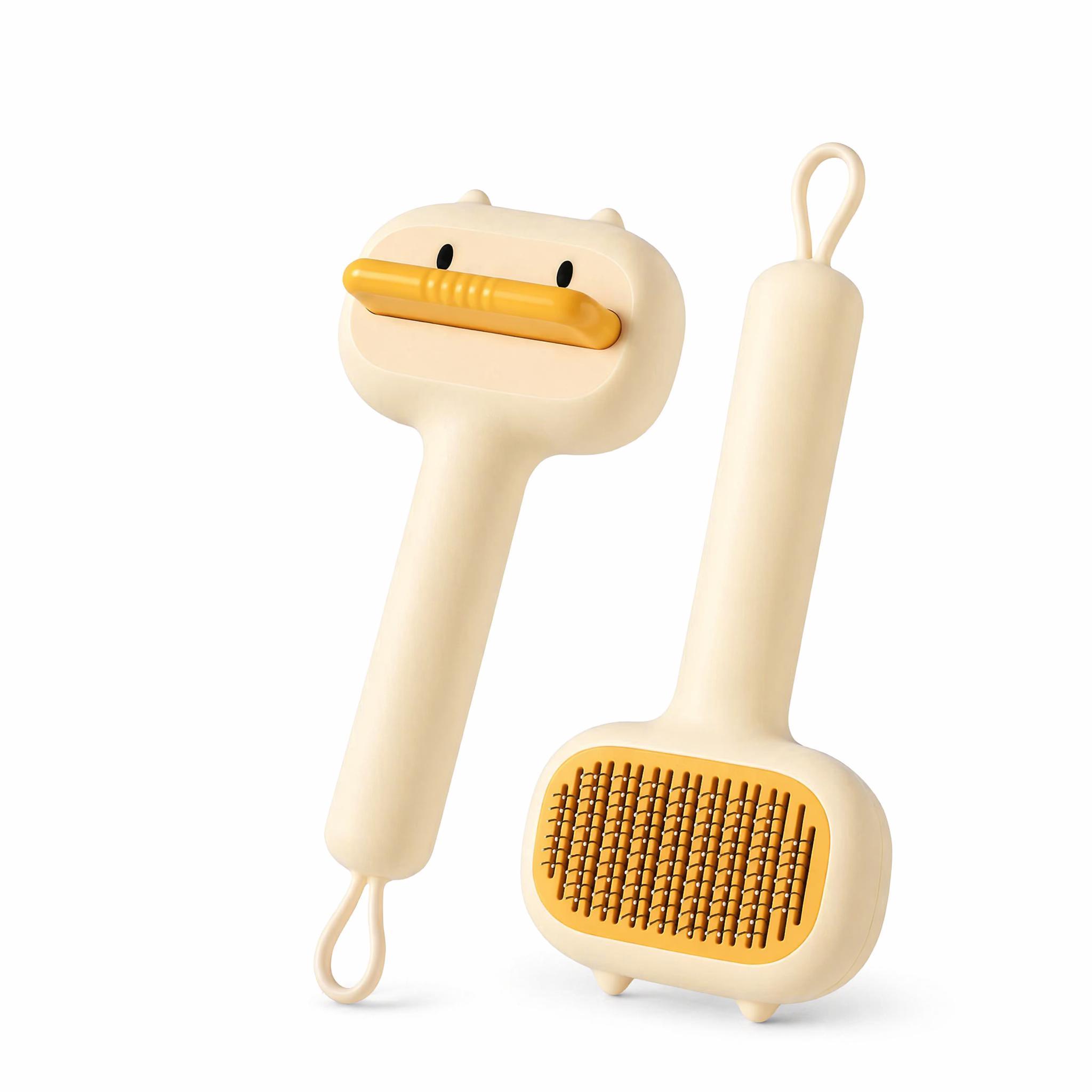 Cute Cartoon Bear Self-Cleaning Pet Brush Universal Deshedding Comb For Cats And Dogs Removes Loose Fur & Detangles Comfortable Non-Slip Handle Pet Grooming Tool — image 12