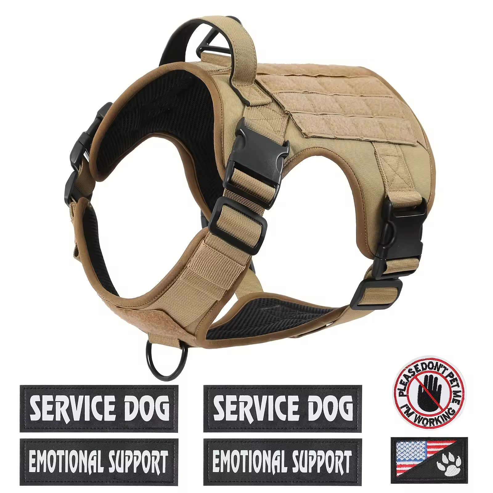 Vestido de Táctico para Perros Servicio - Arnesón Reflejo Ajustable con Corchete Metálico para Caminatas y Entrenamiento — imagen 2