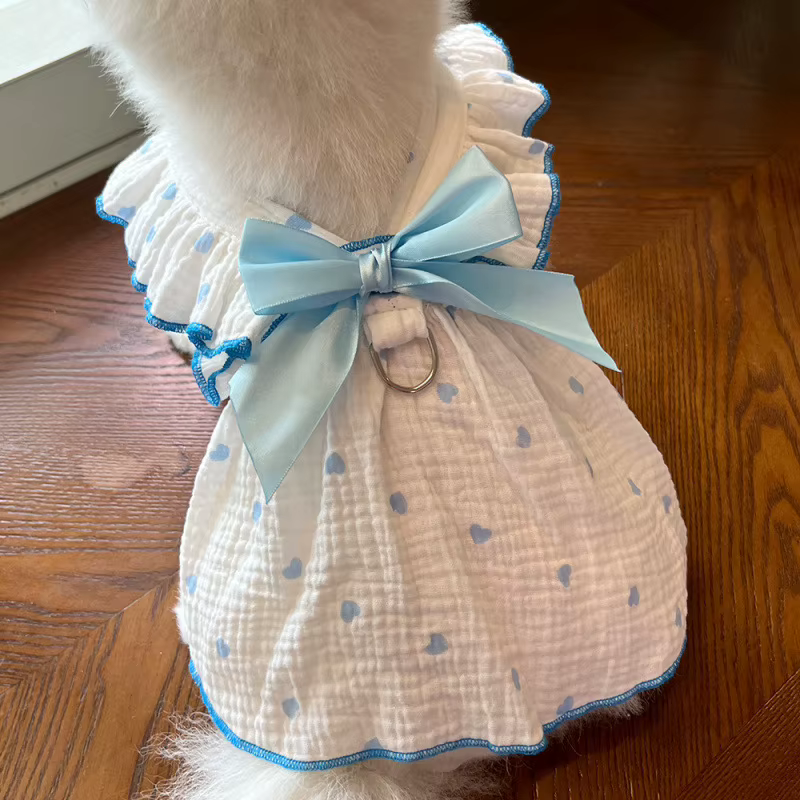 Pet dresses accessories clothes for spring and summer dogs cats teddy bears Pomeranians plush toys cats hearts all cotton fabric — image 6