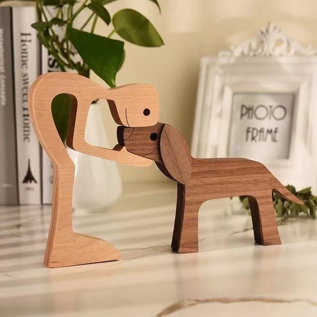 Wooden dog and family member ornaments animal decorations creative desktop decoration custom children toys — image 5