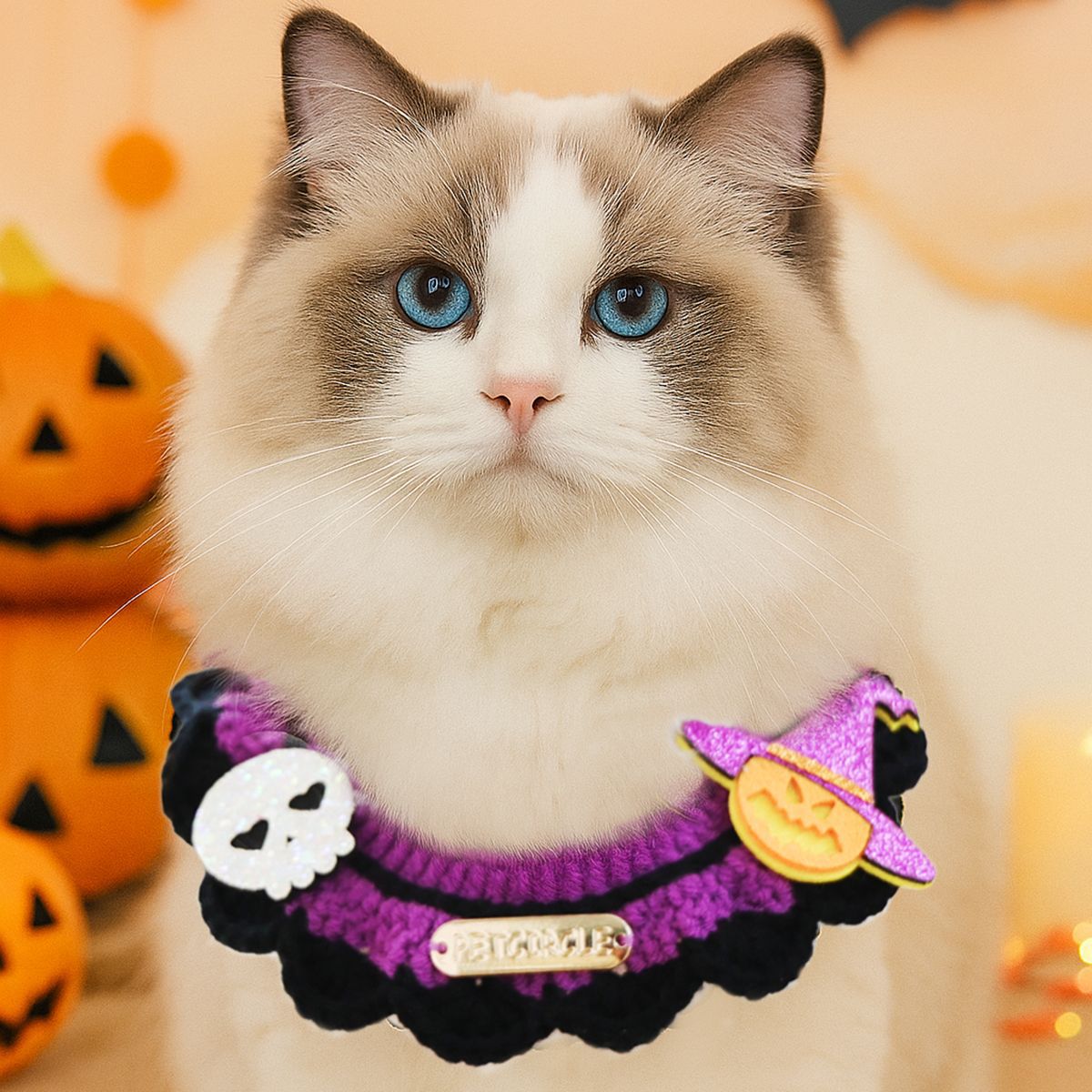 Pet Cat Dog Bandana with Halloween Elements Decorative Scarf for Pets, Halloween Pet Collar Accessory — image 2