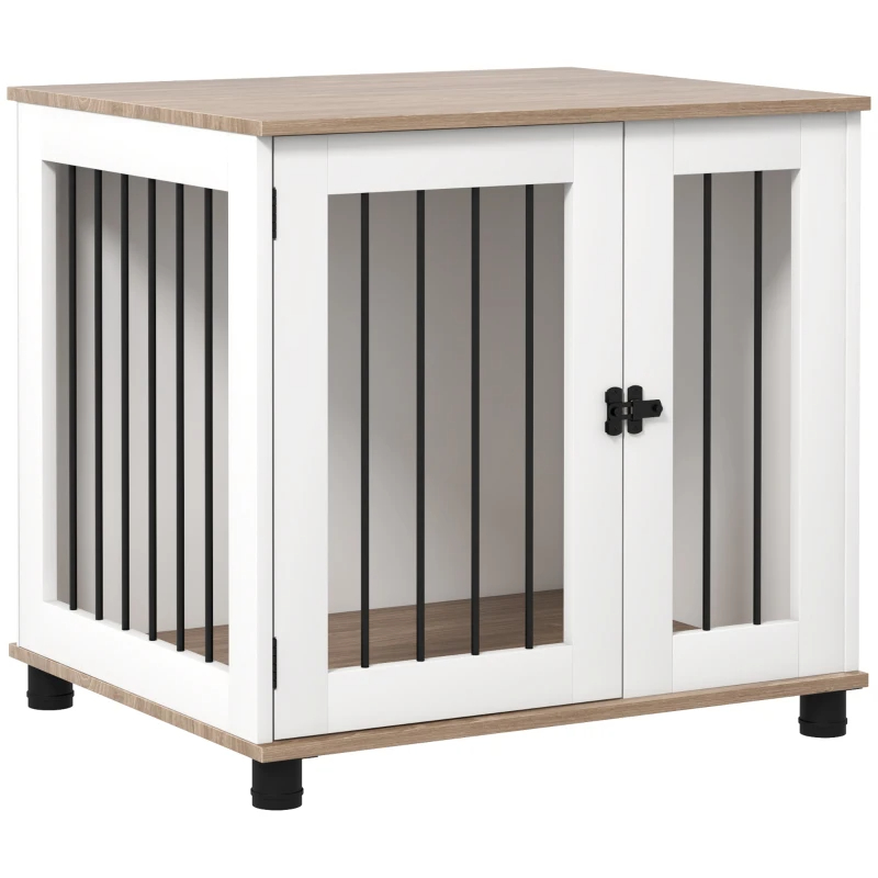 Mueble de Jaula para Perros con Puerta Blindada, Mesa Lateral para Canes y Pequeños Animales, Madera Tostada Marrón — imagen 1