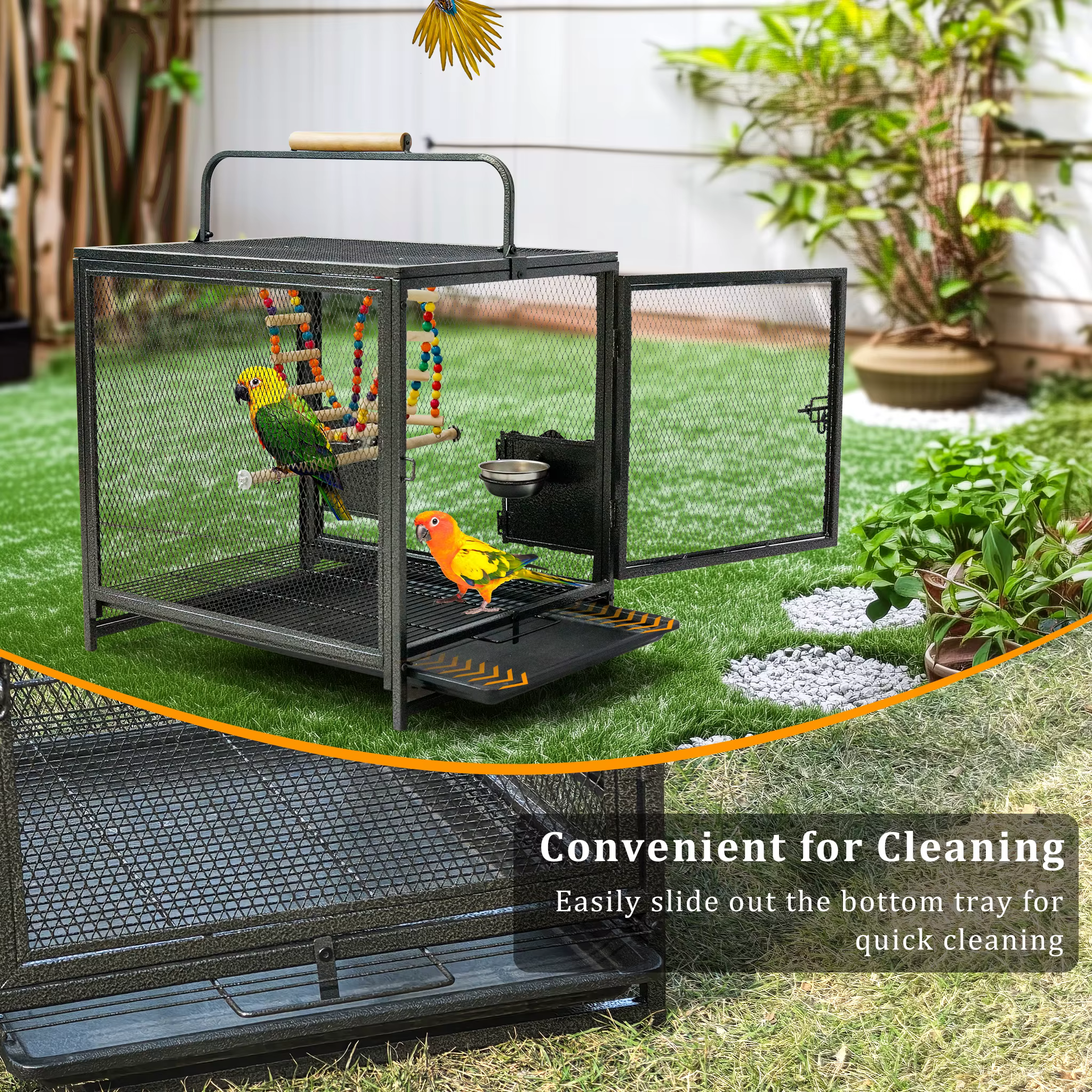 Large Metal Bird Cage for Cockatiels Parakeet Lovebirds Parrot Cage Flight Cage with Hammock Swing Toy and Perch Stand — image 5