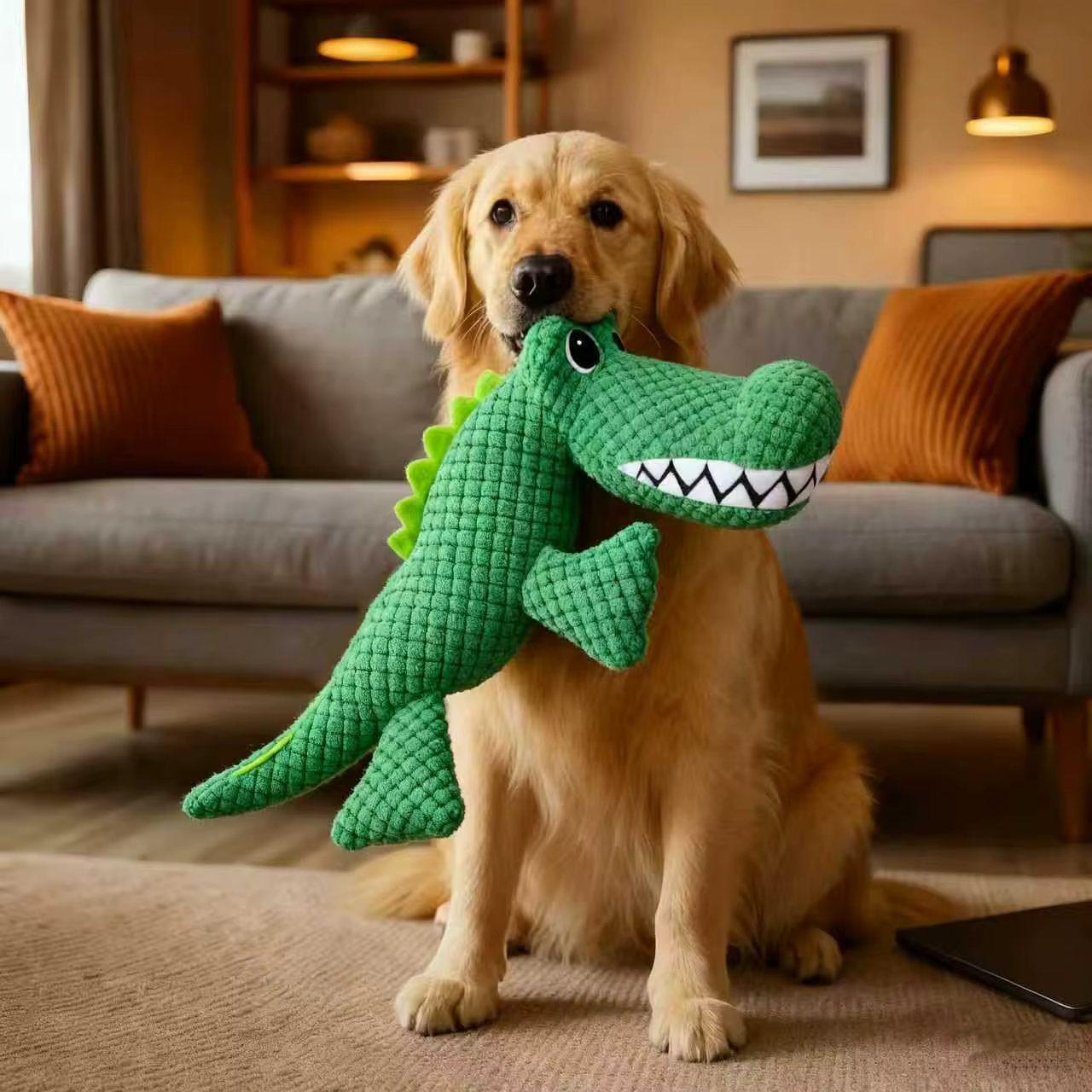 Pet Chew-Resistant Plush Interactive Toy with Sound, Dinosaur Shape, Crocodile, Suitable for Large, Medium, and Small Pets Like Cats and Dogs, Double-Layer Fabric, Built-In Airbag — image 1