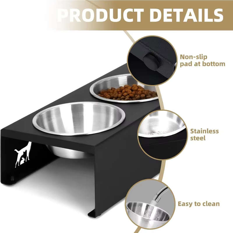 Platos Elevados para Gatos con Soporte Inclinado 15° Anti Vómitos - Platos de Aluminio Inoxidable para Comida y Agua — imagen 4