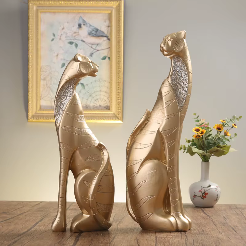 Estatua de León y Tigre en Resina para Decoración de Hogar, Escultura Moderna para Salón, Comedor o Estudio