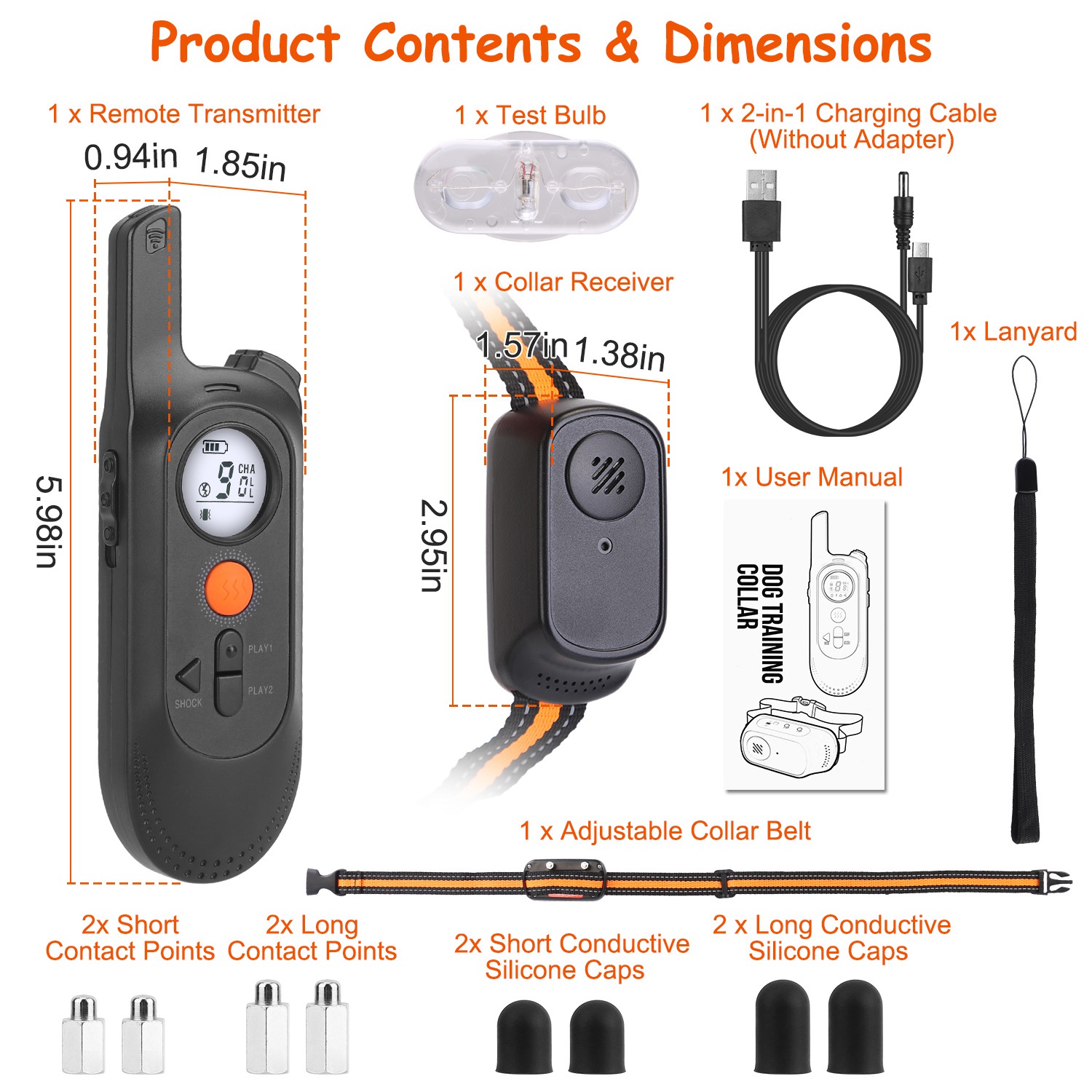 Collar de Adiestramiento para Perros IP65 Resistente al Agua con Voz, Vibración y Corrección Eléctrica - 3 Canales, Transmisor Recargable con Grabación y Bloqueo de Teclado — imagen 10