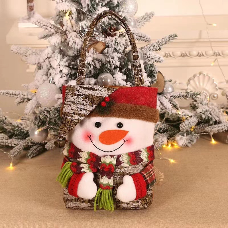 Christmas decoration supplies, elderly snowman, deer figurine, candy bag, Christmas gift bag, handbag, gift bag — image 3